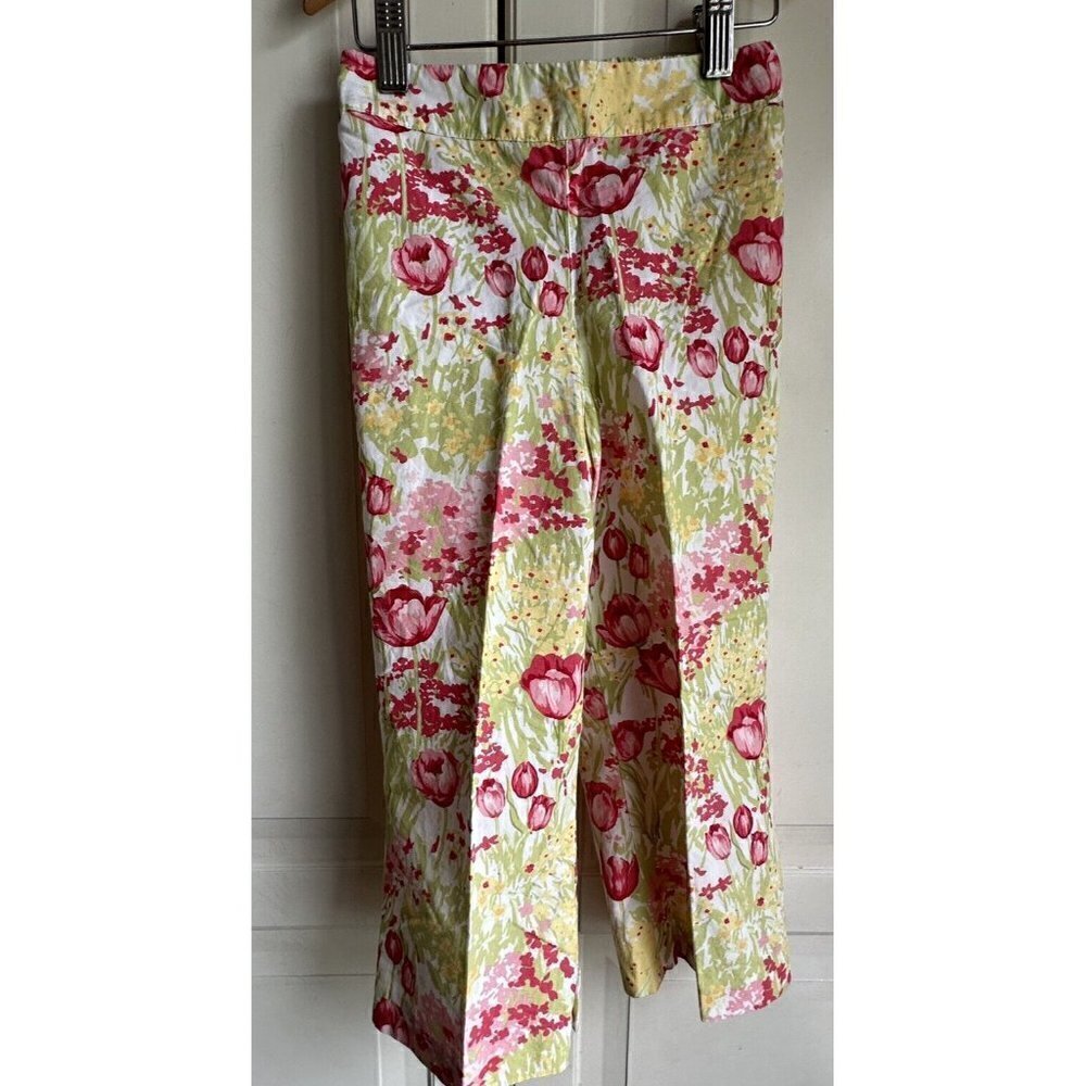 Hartstrings Pant Girls 6X Pink Yellow Floral Cotton